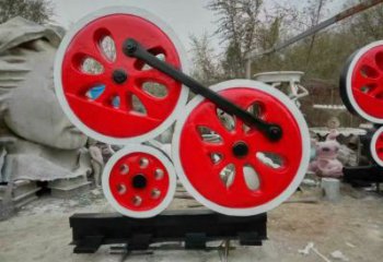 金屬車輪雕塑承接，陸地?cái)[件，廣場車輪雕塑制造商