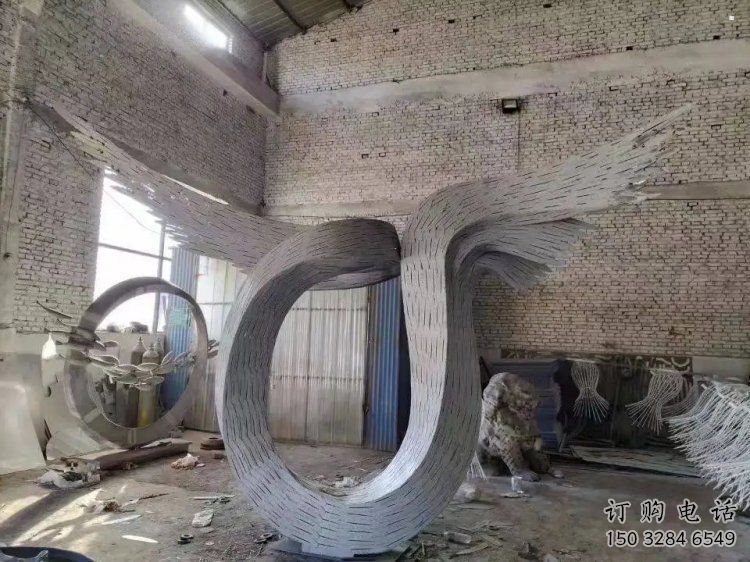 抽象鳥翅雕塑供應，花園小品，不銹鋼鳥翅雕塑展品