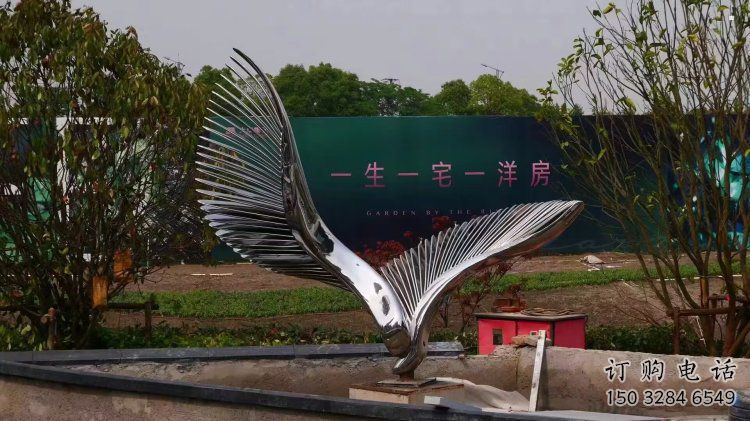 廣場鳥翅雕塑供求，露天雕塑，不銹鋼鳥翅雕塑標準
