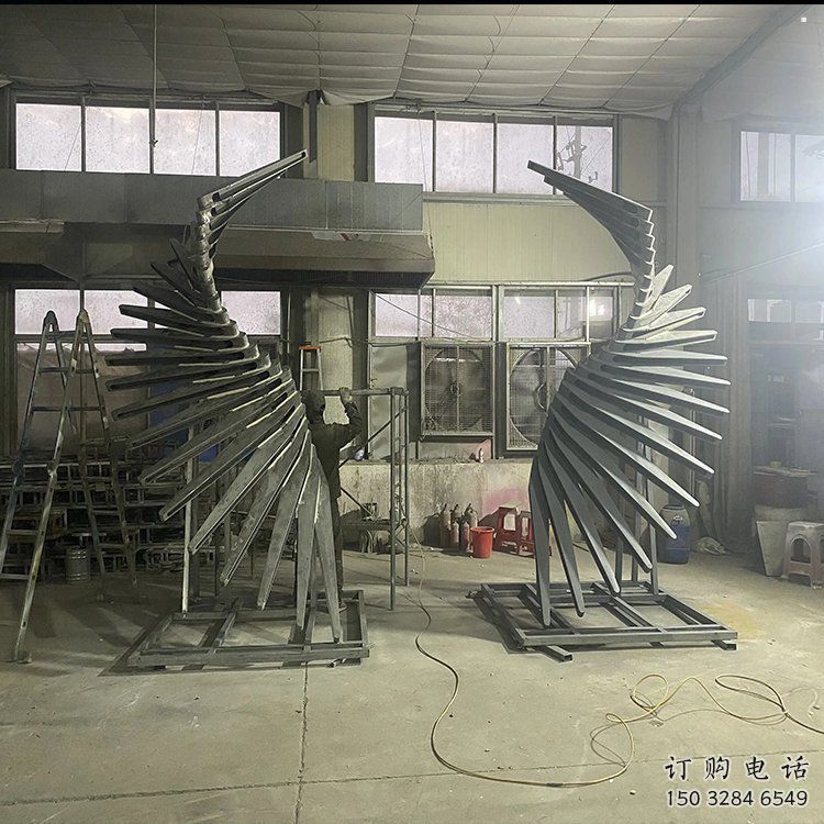 烤漆天使之翼雕塑制造商，室外軟裝，翅膀雕塑制作承接