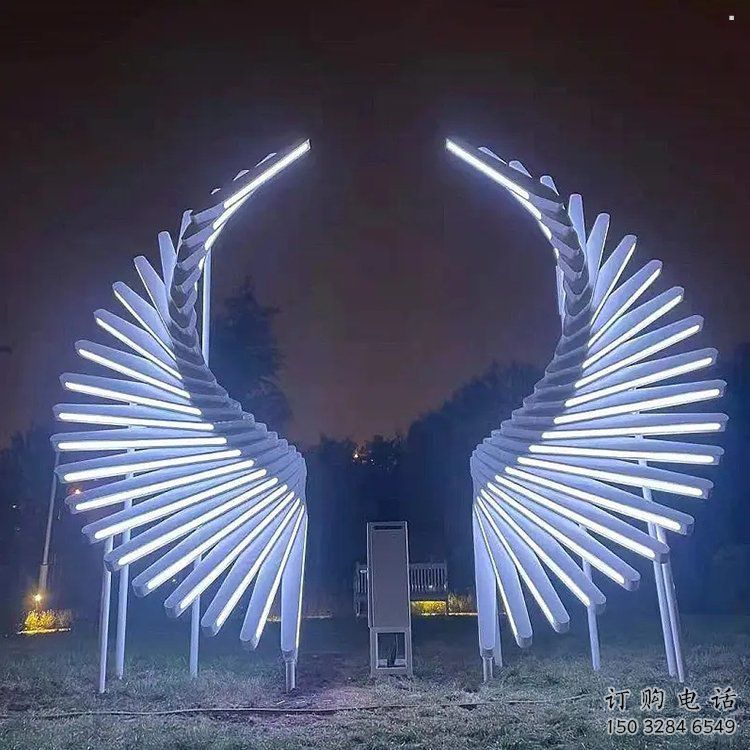 天使之翼雕塑提供，美陳雕塑，不銹鋼羽翼雕塑承接