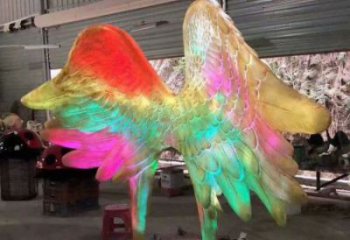 售樓部翅膀雕塑，噴砂發(fā)光雕塑，烤漆題材