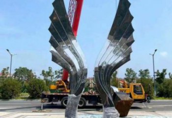 園林鳳尾雕塑，噴漆景觀雕塑，網格形式