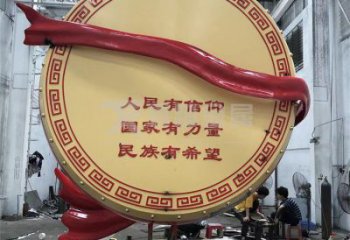 大型鑼鼓雕塑公司制作，花園小品，不銹鋼鑼鼓雕塑提供
