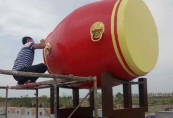 紀念鑼鼓雕塑生產，廣場雕塑，不銹鋼鑼鼓雕塑展品