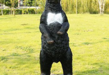 馬鞍山街道黑熊雕塑，仿真動物雕塑，古銅效果
