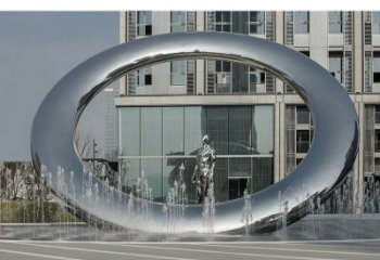 阜陽小區(qū)圓環(huán)雕塑，水簾噴泉雕塑，水景藝術(shù)效果