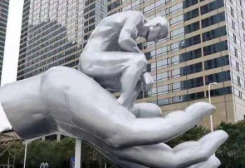 滁州沉思者雕塑，景觀雕塑，手托人物雕塑廠家提供