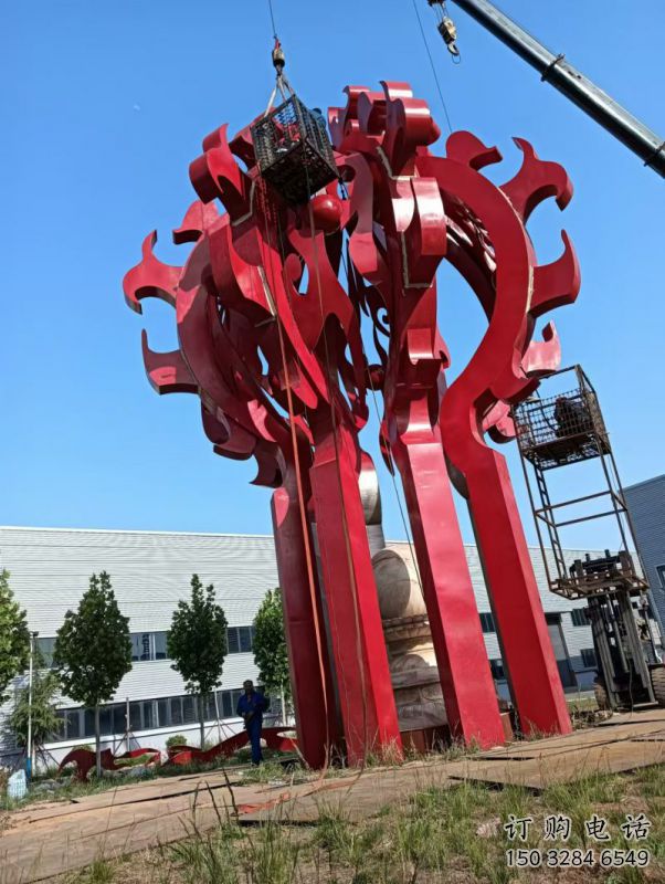 防城港火球雕塑，精神堡壘火球雕塑落地展示
