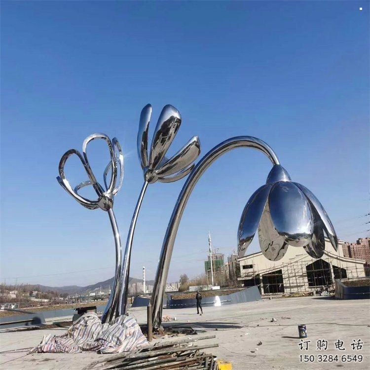 萬(wàn)寧百合花雕塑承接，城市裝飾，大型不銹鋼百合花雕塑公司
