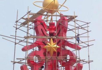 小河景觀科技之星雕塑選用，美陳雕塑，抽象不銹鋼科技之星雕塑標準