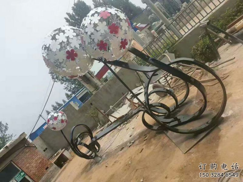 常德大型蒲公英坐凳雕塑，現代元素設計，不銹鋼坐凳雕塑