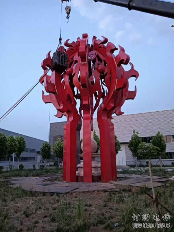湘潭火球雕塑，精神堡壘火球雕塑落地展示