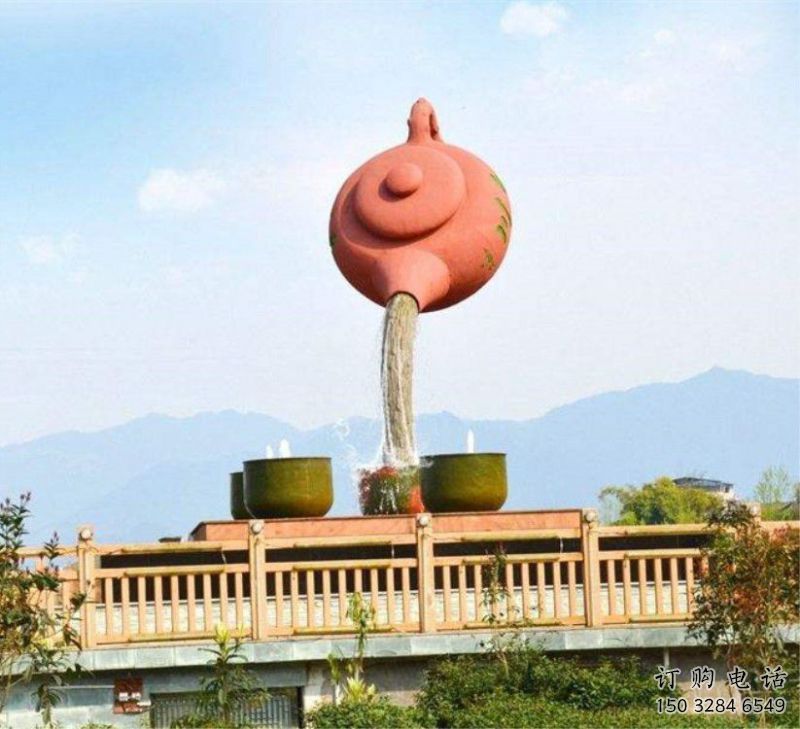 贛州公園天壺雕塑工廠，不銹鋼材質(zhì)，圓雕形式