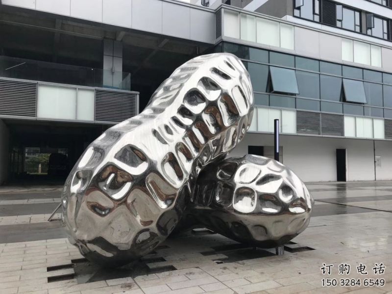 西吉花生雕塑制造，白鋼構(gòu)件，不銹鋼花生雕塑提供