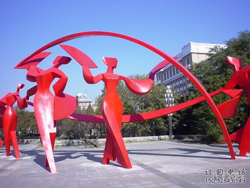 興海扭秧歌雕塑，民俗舞蹈雕塑，不銹鋼抽象音樂人雕塑