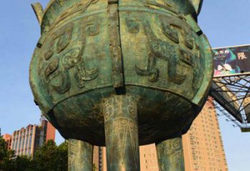 和林格爾鑄造三足圓鼎銅雕