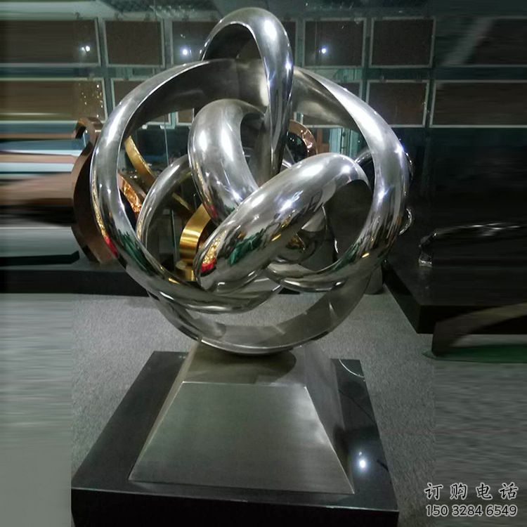 泰安地產雙環雕塑定做，城區小品，景觀不銹鋼雙環雕塑定價