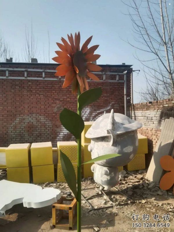 巴中太陽花雕塑工程，美陳雕塑，玻璃鋼太陽花雕塑廠家