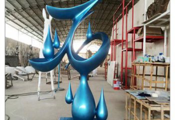 灞橋水滴雕塑，烤漆工藝，群雕不銹鋼水滴雕塑