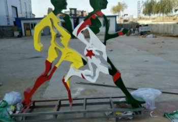 閻良賽跑雕塑，鏤空工藝制作，不銹鋼烤漆體育人物雕塑