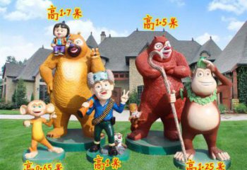 涼山廣場維尼熊雕塑，卡通水景雕塑，抽象效果