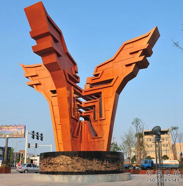 渝北城市精神堡壘雕塑，抽象建筑元素，廣場景觀雕塑小品