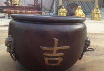 塔城吉字銅缸雕塑-青銅鑄造