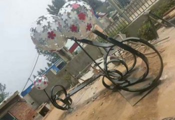 昆明大型蒲公英坐凳雕塑，現(xiàn)代元素設(shè)計，不銹鋼坐凳雕塑