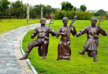 南岸拉二胡雕塑點(diǎn)擊，景觀雕塑，別墅民俗人物雕塑供求